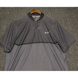 Nike Golf Polo Shirt Mens Medium Gray Dri-Fit Colorblock Blade Collar 802840-012